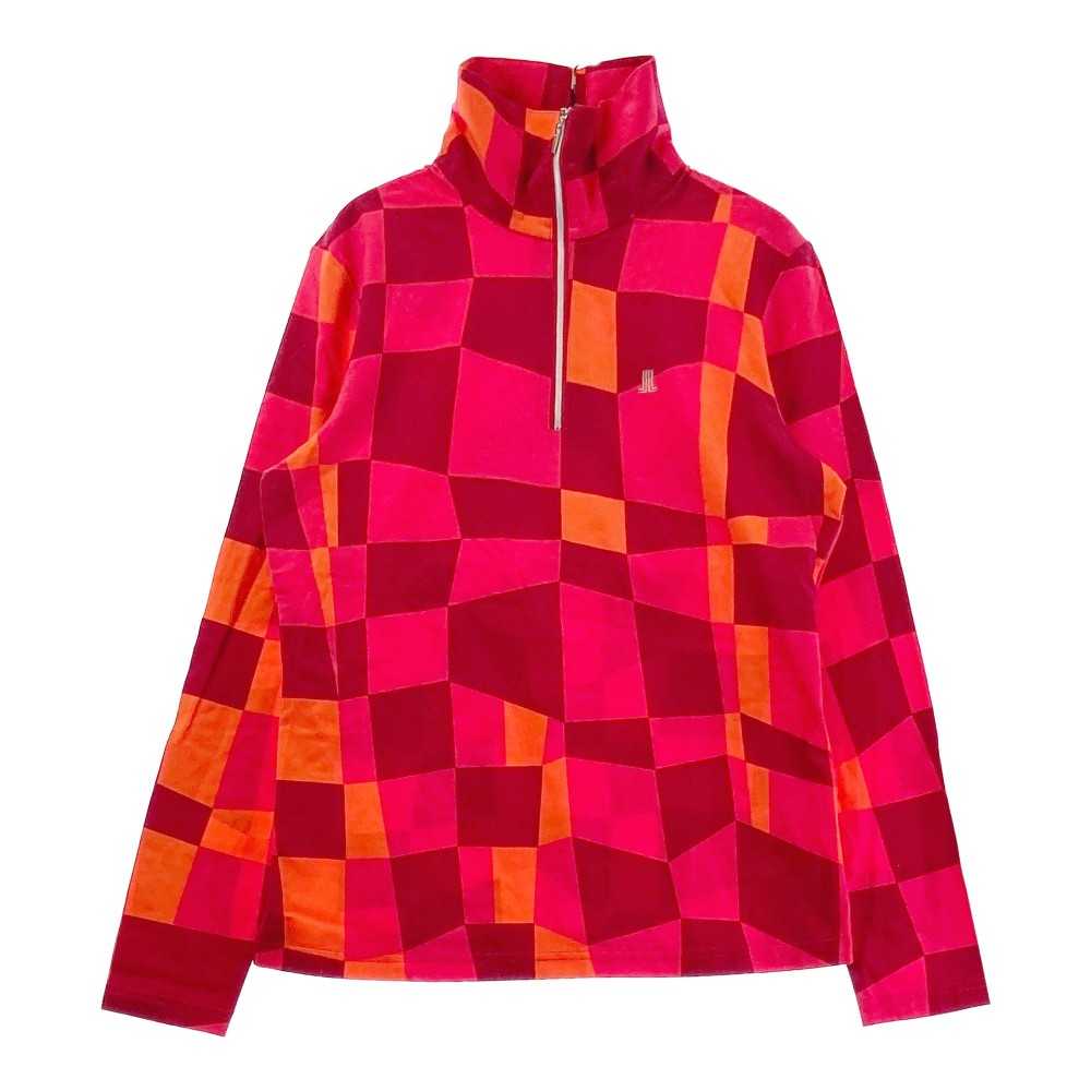 LANVIN SPORT ランバンスポール  ハーフジップ 長袖Tシャツ 総柄 レッド系 38