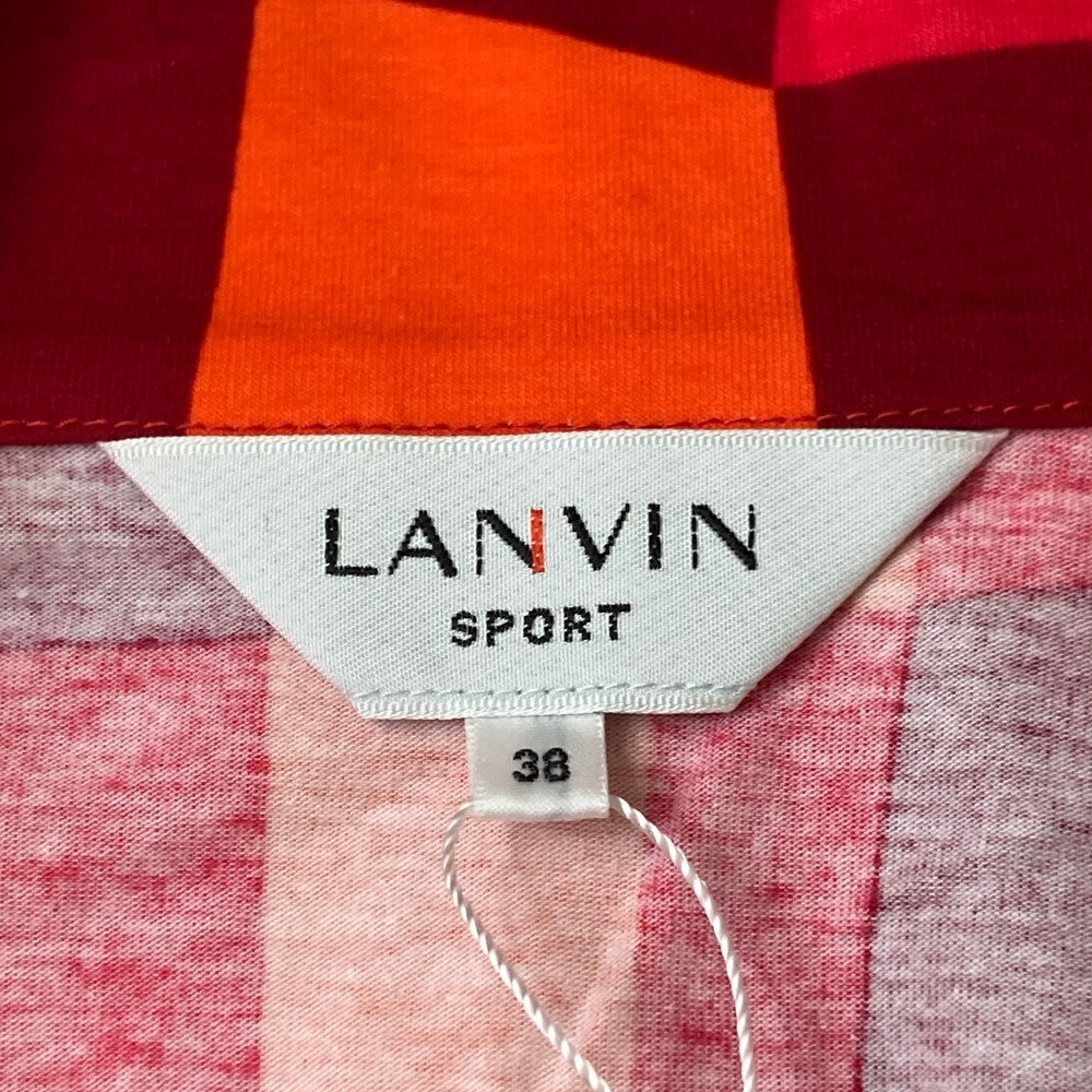 LANVIN SPORT ランバンスポール  ハーフジップ 長袖Tシャツ 総柄 レッド系 38