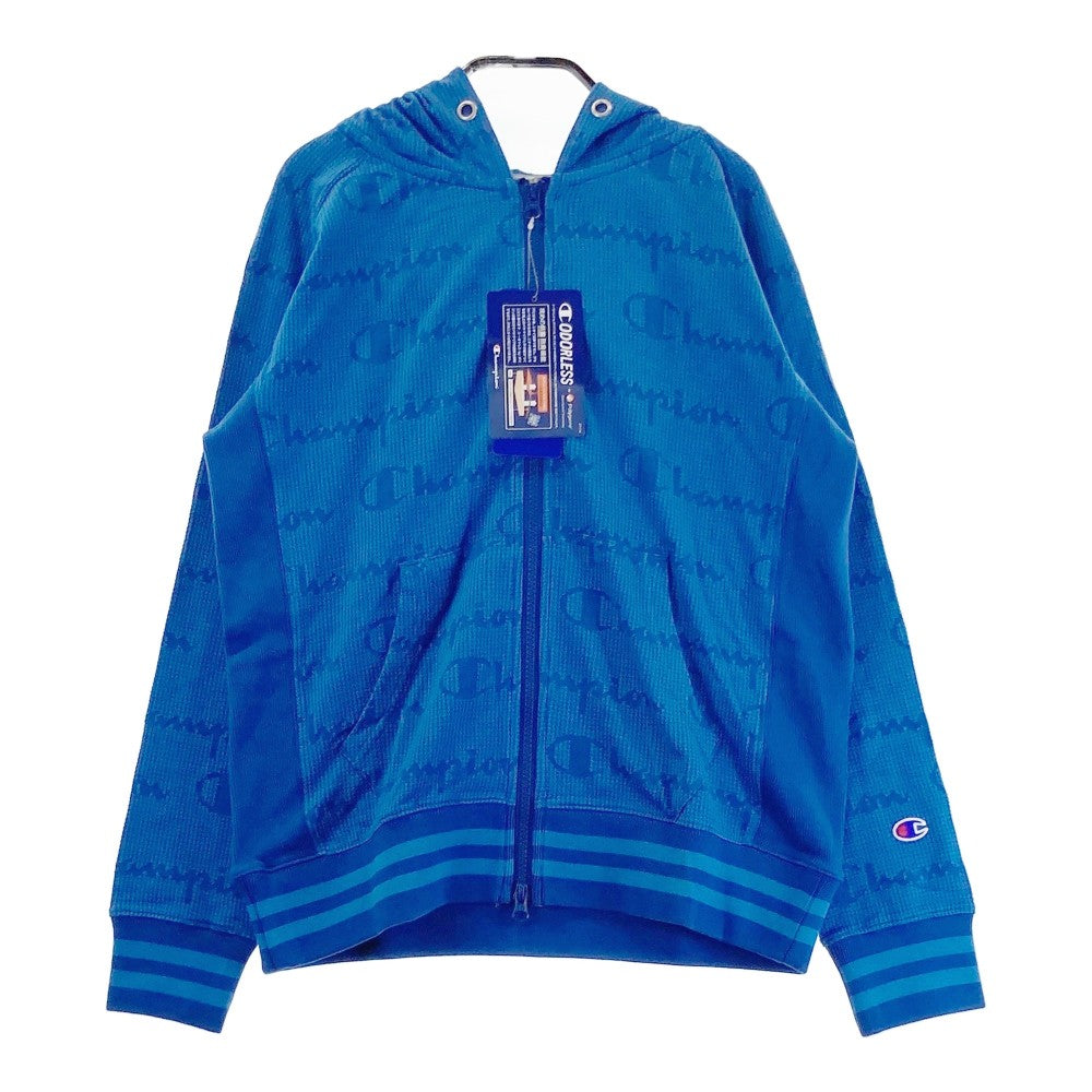 CHAMPION GOLF 챔피언 골프 집업 후드티 로고 전면 패턴 블루 계열 LARGE