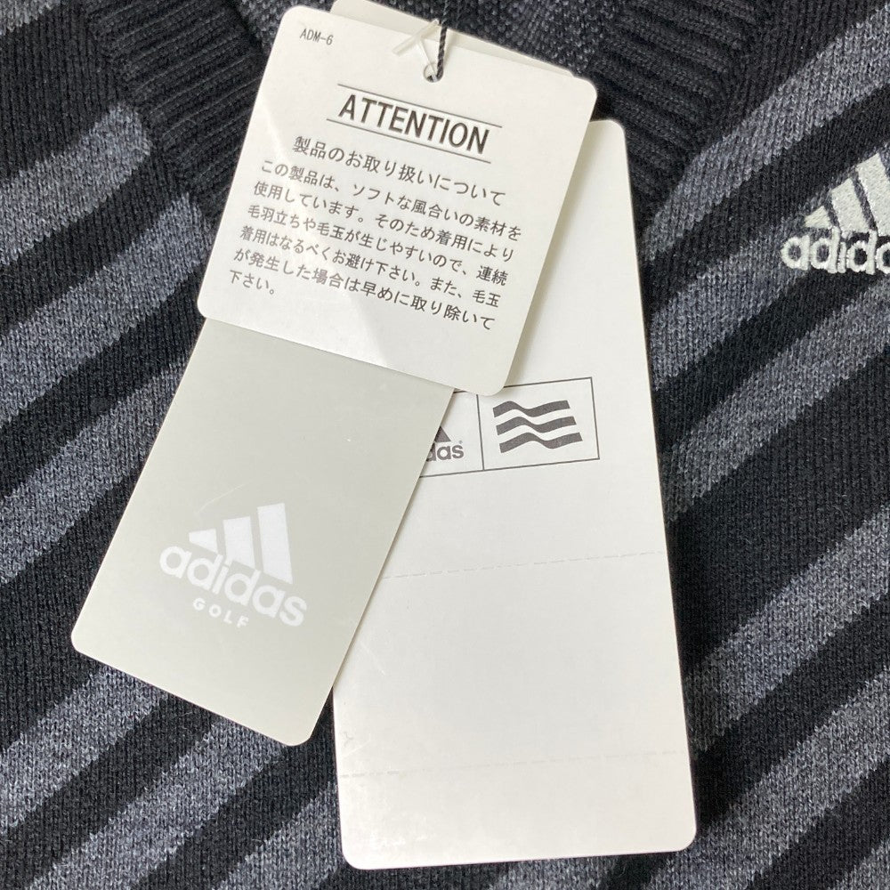 ADIDAS GOLF アディダスゴルフ U31420 ウール混 ニットセーター ストライプ柄 グレー系 S