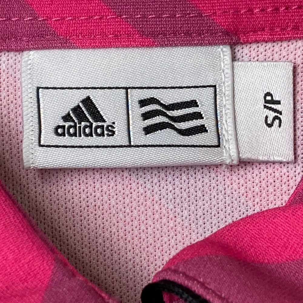 ADIDAS GOLF アディダスゴルフ U31395 長袖ポロシャツ ストライプ柄 ピンク系 S