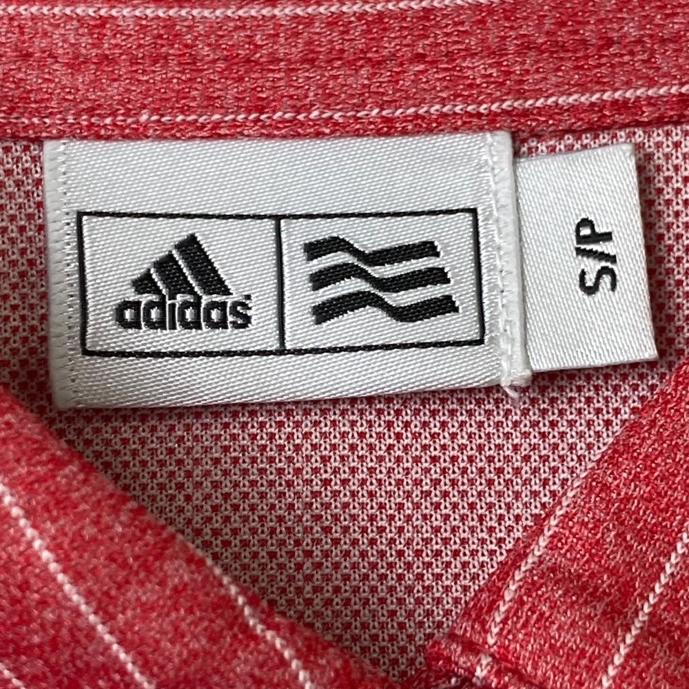 ADIDAS GOLF アディダスゴルフ N68209 長袖ポロシャツ ストライプ柄 レッド系 S