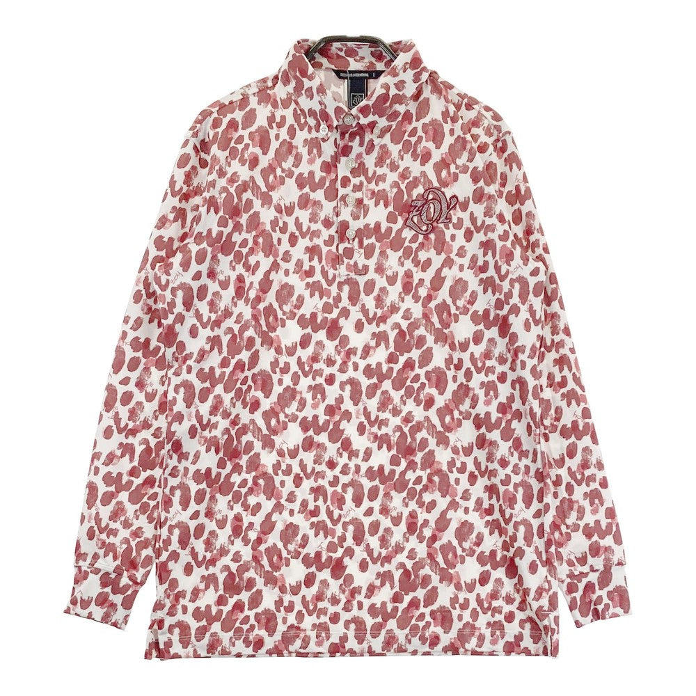 ZOY ゾーイ 71404021 長袖ポロシャツ 総柄 レッド系 1