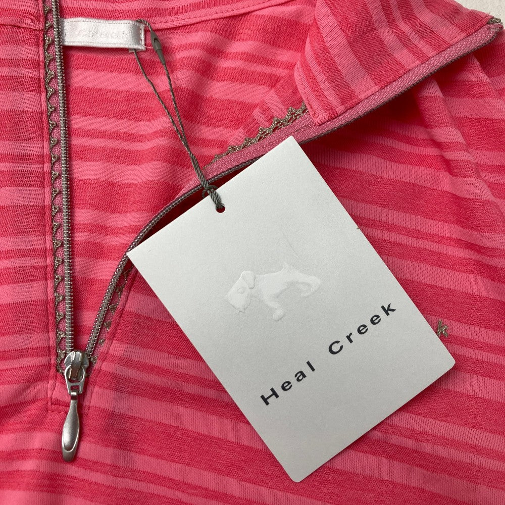 HEAL CREEK ヒールクリーク 002-23644 半袖ハーフジップシャツ ボーダー ピンク系 42