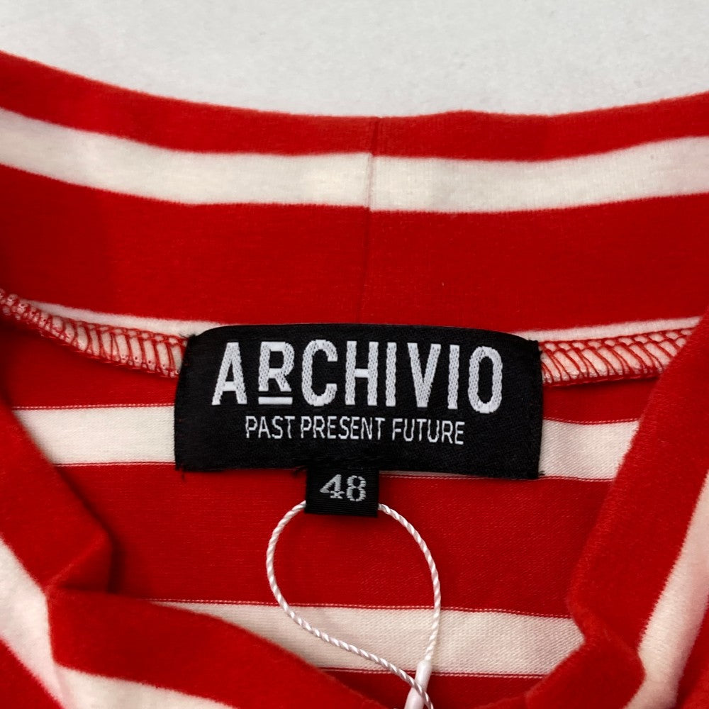 ARCHIVIO 아르키비오 A429010 2024년 긴팔 하이넥 티셔츠 스트라이프 레드 계열 48