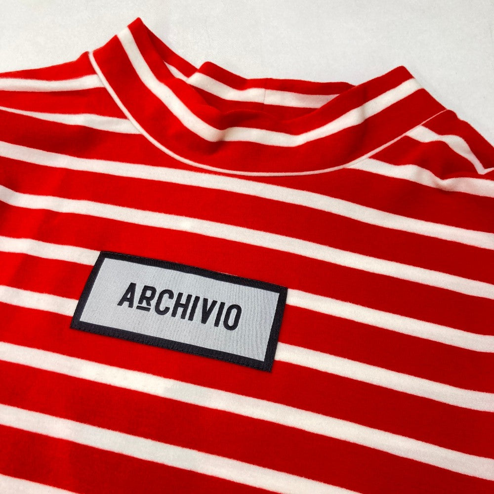 ARCHIVIO 아르치비오 A429010 2024년 긴팔 하이넥 티셔츠 스트라이프 레드 계열 50