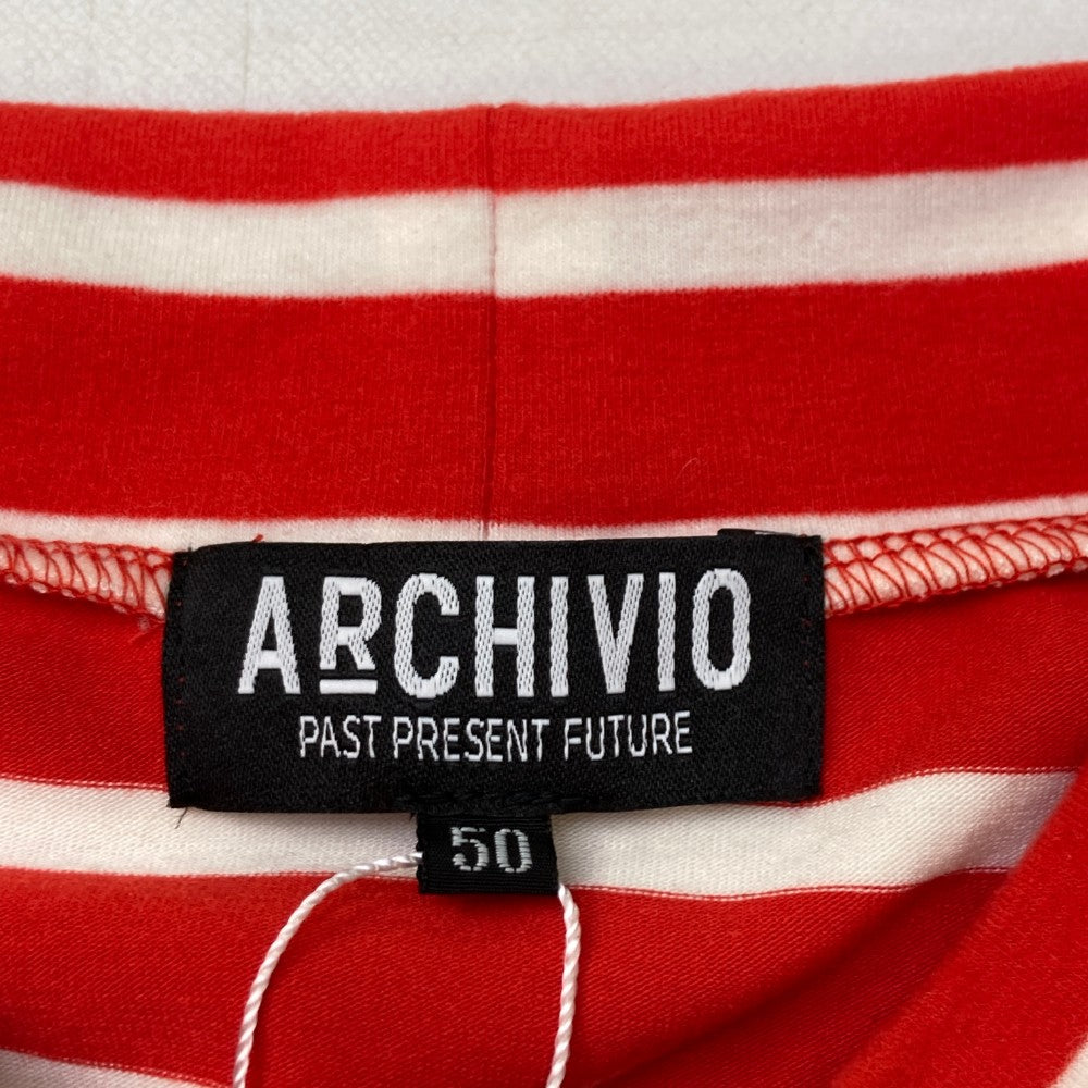 ARCHIVIO 아르치비오 A429010 2024년 긴팔 하이넥 티셔츠 스트라이프 레드 계열 50