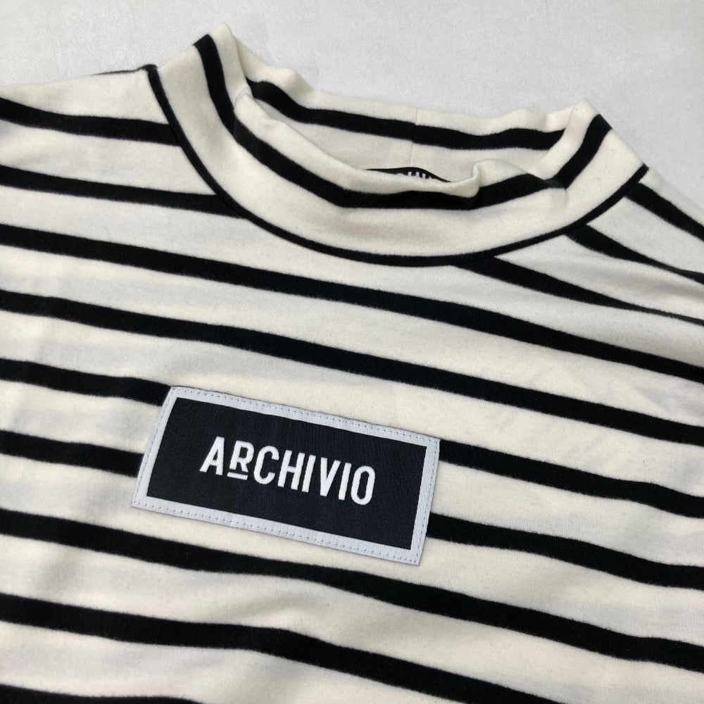 ARCHIVIO 아르치비오 A429010 2024년 긴팔 하이넥 티셔츠 스트라이프 화이트 계열 48