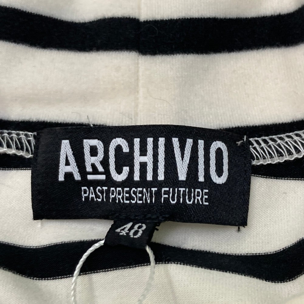 ARCHIVIO 아르치비오 A429010 2024년 긴팔 하이넥 티셔츠 스트라이프 화이트 계열 48