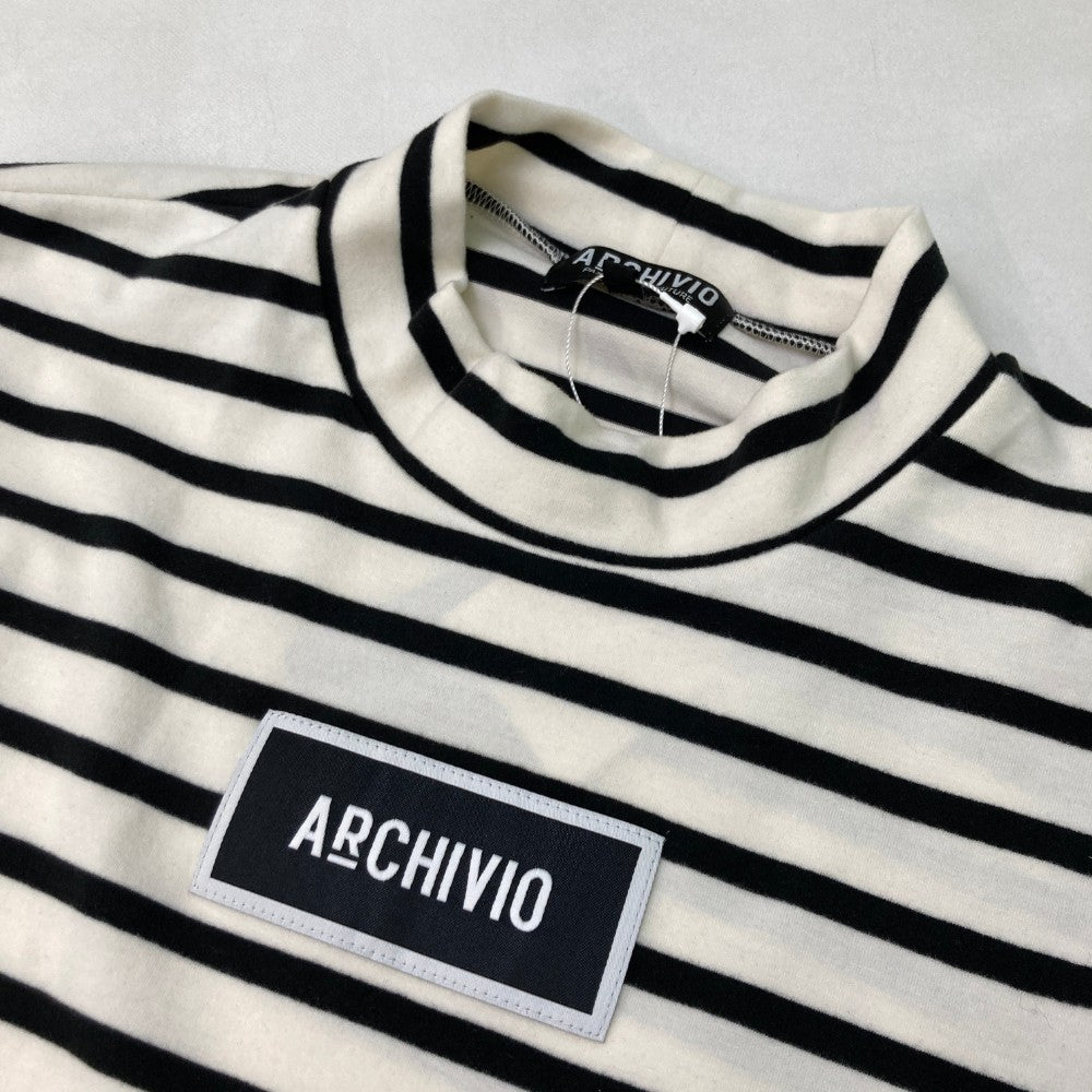 ARCHIVIO 아르치비오 A429010 2024년 긴팔 하이넥 티셔츠 스트라이프 화이트 계열 46