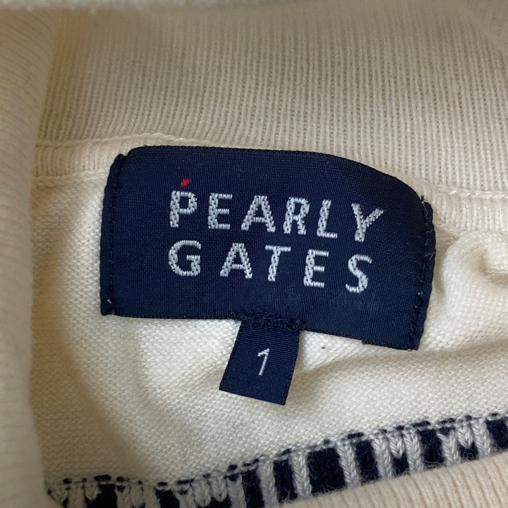 PEARLY GATES パーリーゲイツ  タートルネック ニットセーター ボーダー柄 ホワイト系 1