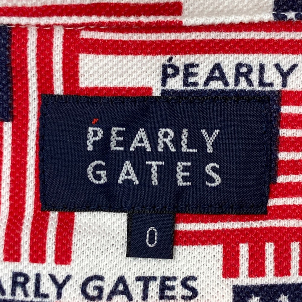 PEARLY GATES パーリーゲイツ  長袖ポロシャツ ボタンダウン 星条旗柄 レッド系 0