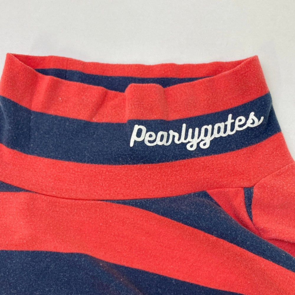 PEARLY GATES パーリーゲイツ  ハイネック 長袖Tシャツ ボーダー柄 レッド系 0