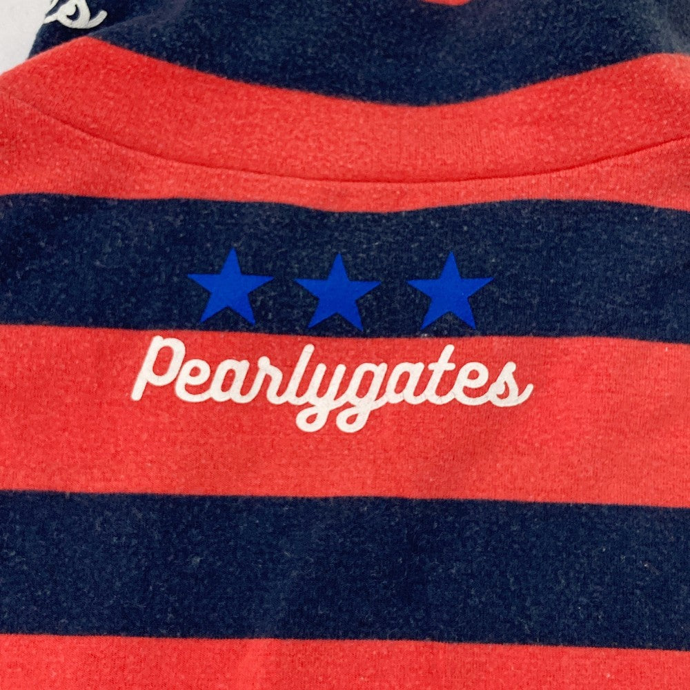 PEARLY GATES パーリーゲイツ  ハイネック 長袖Tシャツ ボーダー柄 レッド系 0