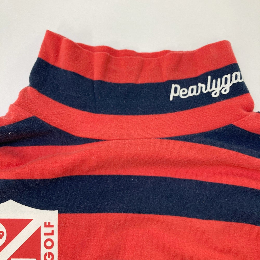 PEARLY GATES パーリーゲイツ  ハイネック 長袖Tシャツ ボーダー柄 レッド系 0