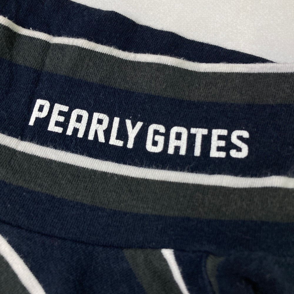 PEARLY GATES パーリーゲイツ 055-5266904 ハイネック 長袖Tシャツ ボーダー柄 ネイビー系 0