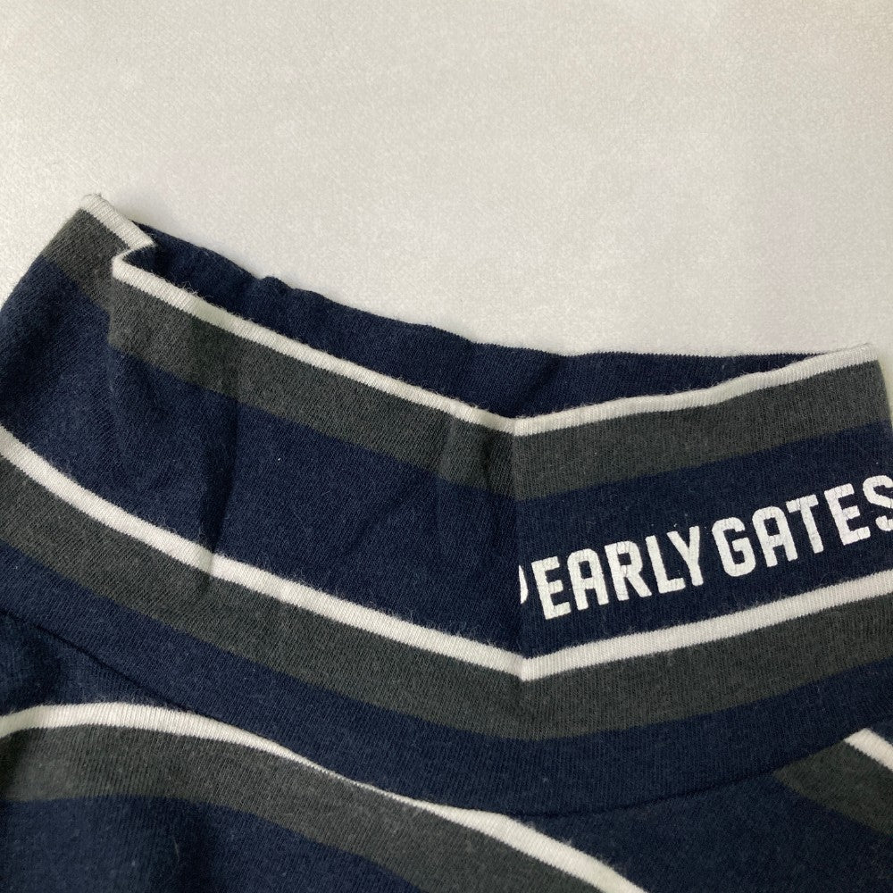 PEARLY GATES パーリーゲイツ 055-5266904 ハイネック 長袖Tシャツ ボーダー柄 ネイビー系 0