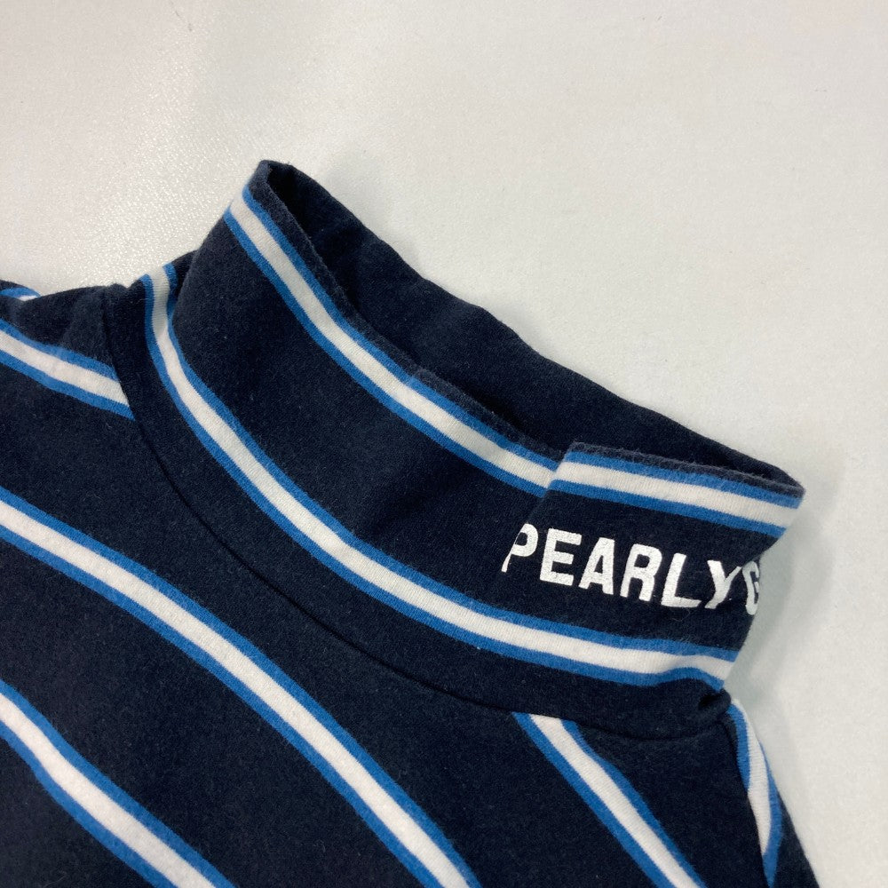PEARLY GATES パーリーゲイツ 055-7266904 ハイネック 長袖Tシャツ ボーダー柄 ネイビー系 0
