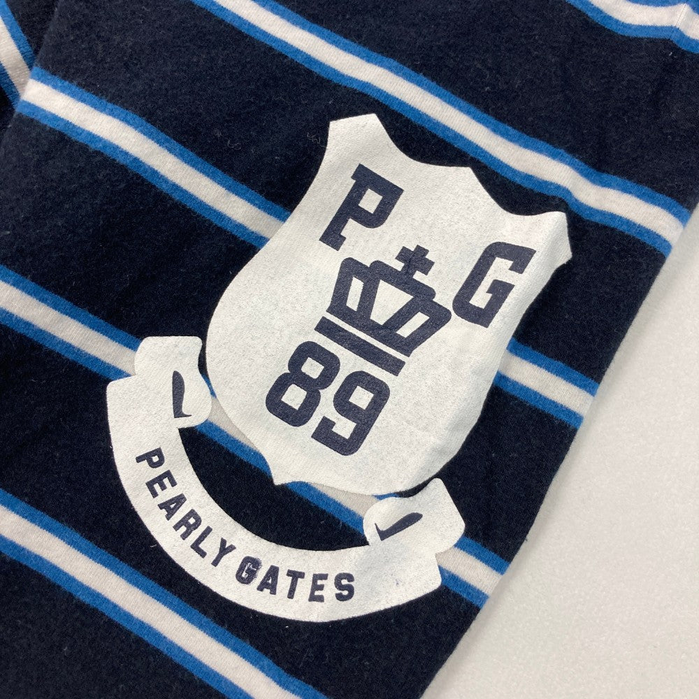 PEARLY GATES パーリーゲイツ 055-7266904 ハイネック 長袖Tシャツ ボーダー柄 ネイビー系 0