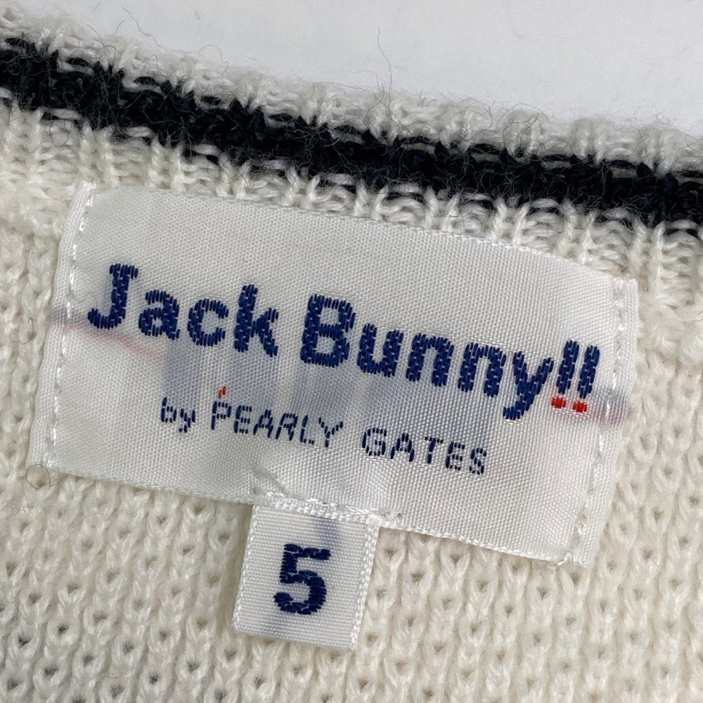 JACK BUNNY 잭버니 V넥 니트 베스트 와펜 화이트 계열 5