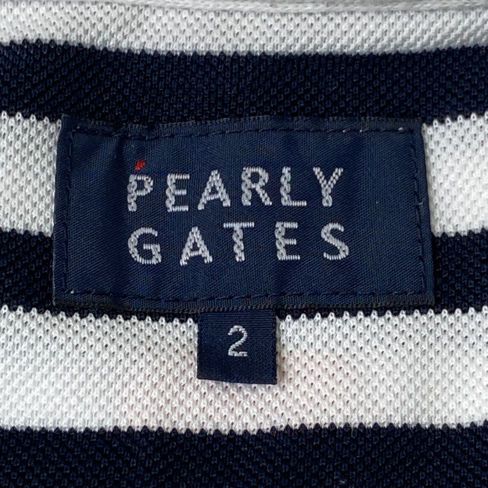 PEARLY GATES パーリーゲイツ  半袖ポロシャツ ニコちゃん刺繍 ボーダー柄 ホワイト系 2
