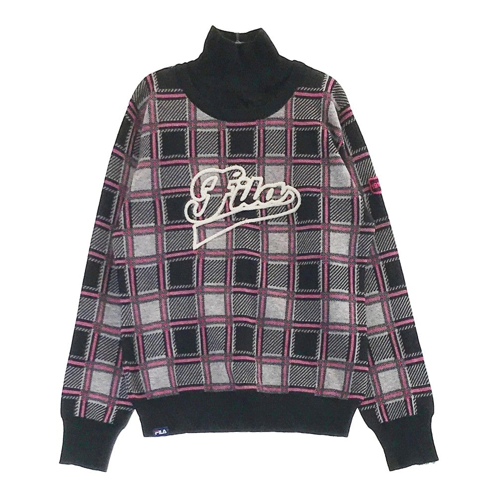 FILA GOLF 필라 골프 목폴라 니트 스웨터 체크무늬 블랙 계열 LL
