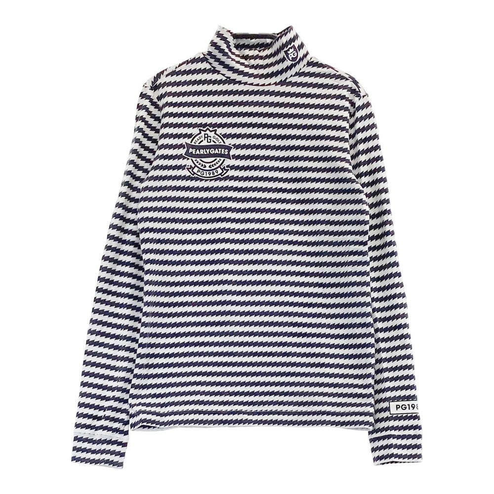 PEARLY GATES パーリーゲイツ  ハイネック 長袖Tシャツ ボーダー柄 ホワイト系 0
