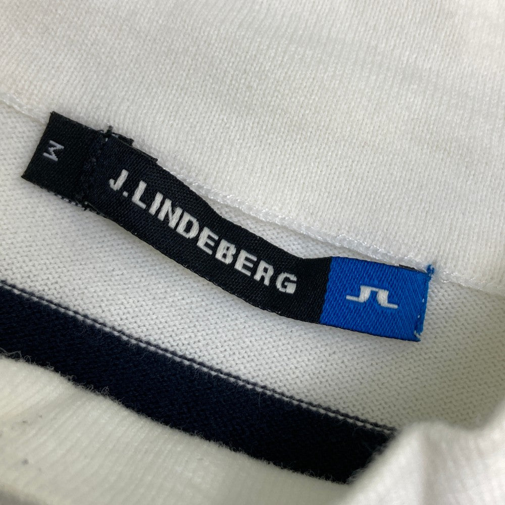 J.LINDEBERG 제이린드버그 하이넥 반팔 코튼 니트 스웨터 체크 패턴 화이트 계열 M
