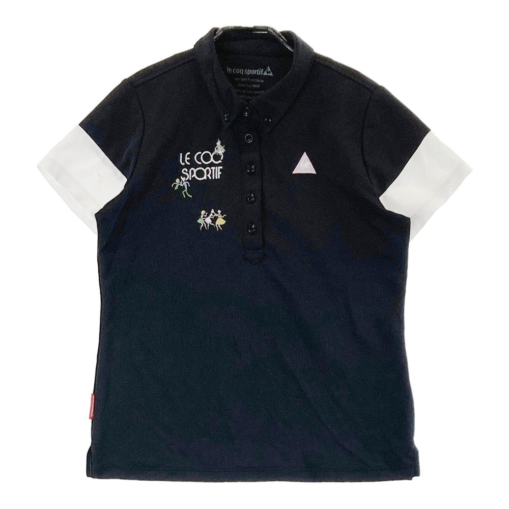LE COQ GOLF ルコックゴルフ  半袖ポロシャツ ボタンダウン  ブラック系 LL