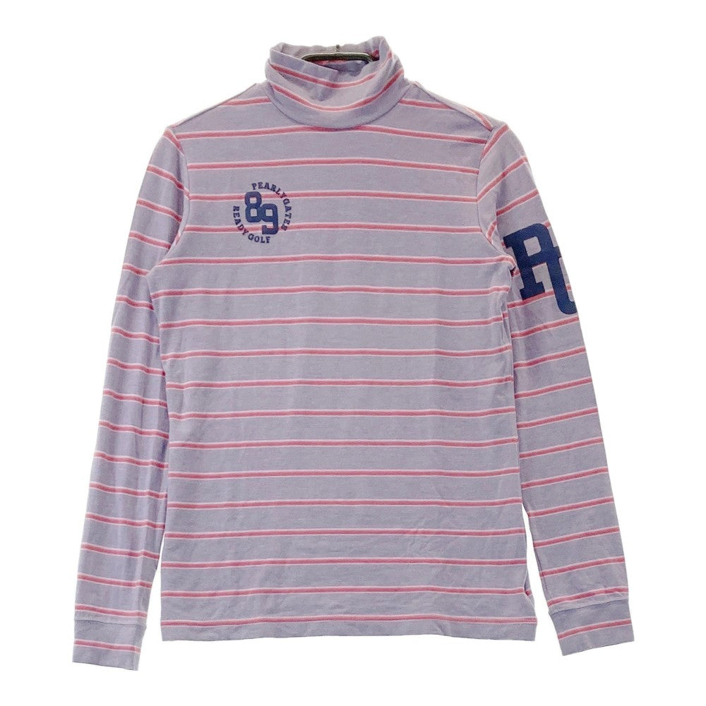 PEARLY GATES パーリーゲイツ  ハイネック 長袖Tシャツ ボーダー柄 パープル系 0