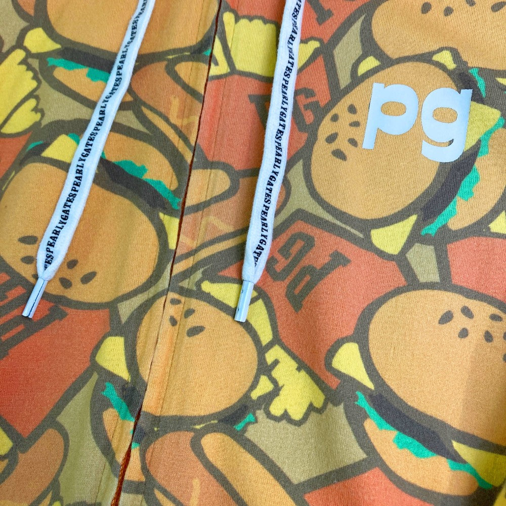 PEARLY GATES パーリーゲイツ  長袖ジップパーカー ハンバーガー 総柄 イエロー系 0
