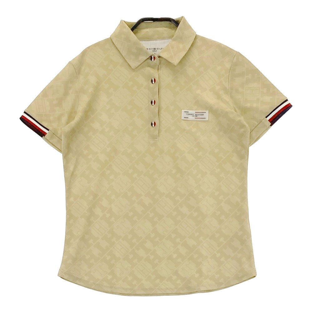 TOMMY HILFIGER GOLF トミーヒルフィガーゴルフ 2023年モデル 半袖ポロシャツ 総柄 ベージュ系 S