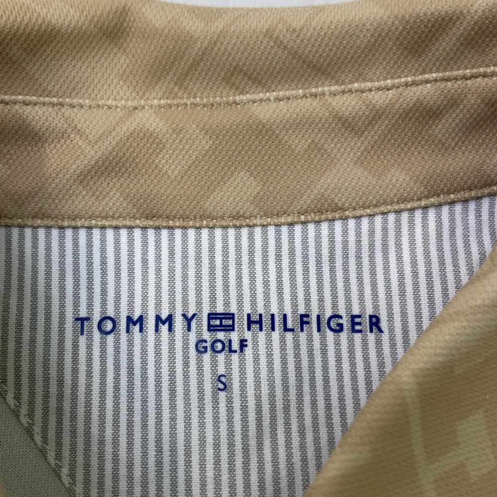 TOMMY HILFIGER GOLF トミーヒルフィガーゴルフ 2023年モデル 半袖ポロシャツ 総柄 ベージュ系 S