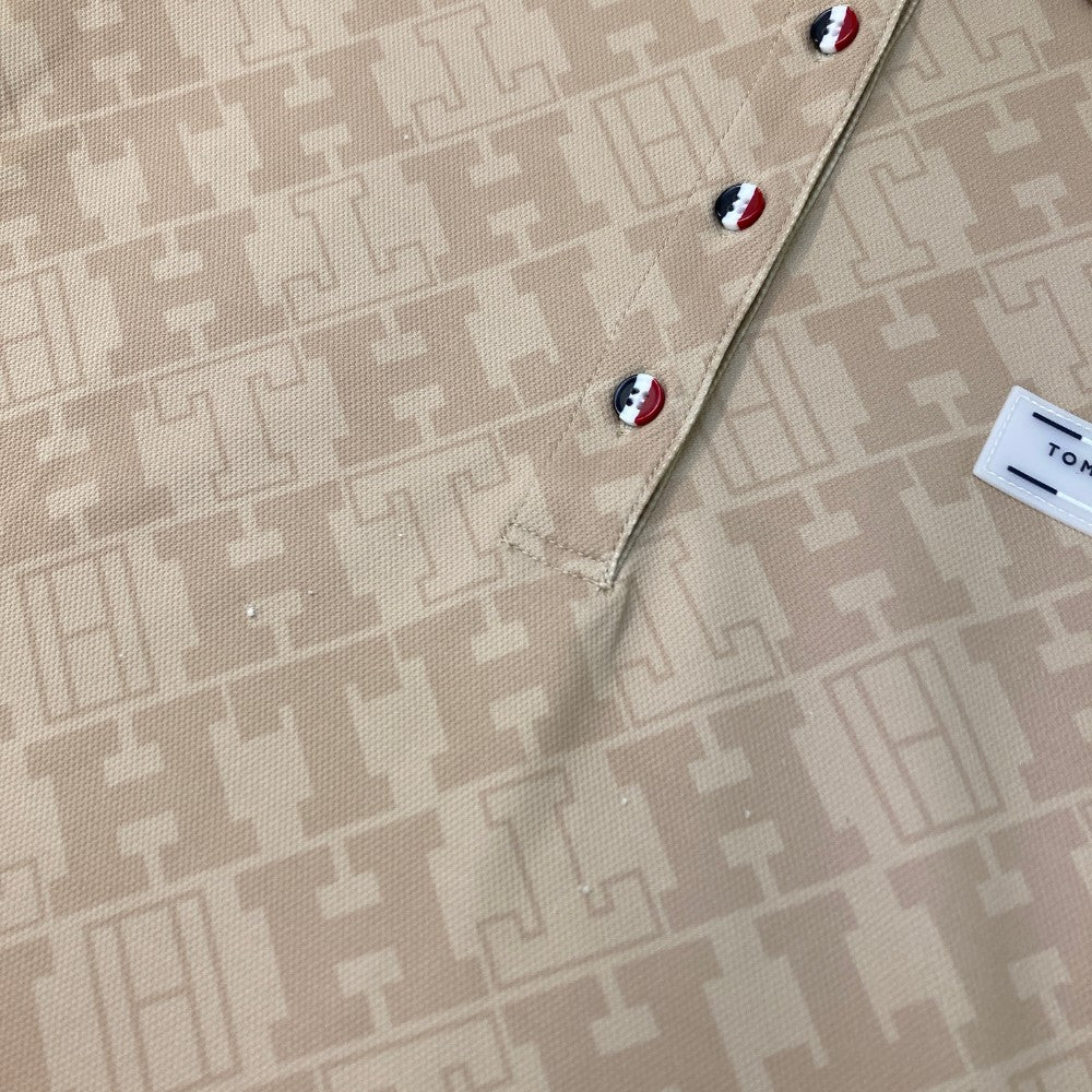 TOMMY HILFIGER GOLF トミーヒルフィガーゴルフ 2023年モデル 半袖ポロシャツ 総柄 ベージュ系 S
