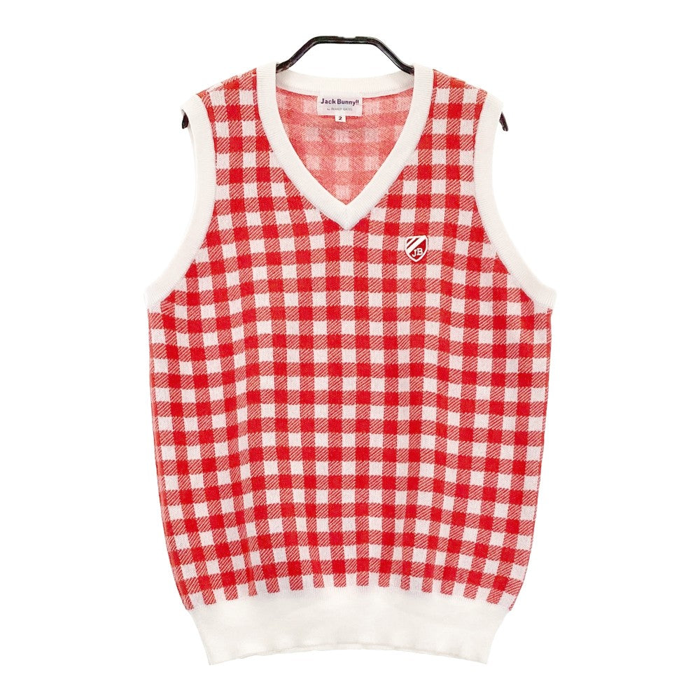 JACK BUNNY ジャックバニー  ニットベスト チェック柄 レッド系 2