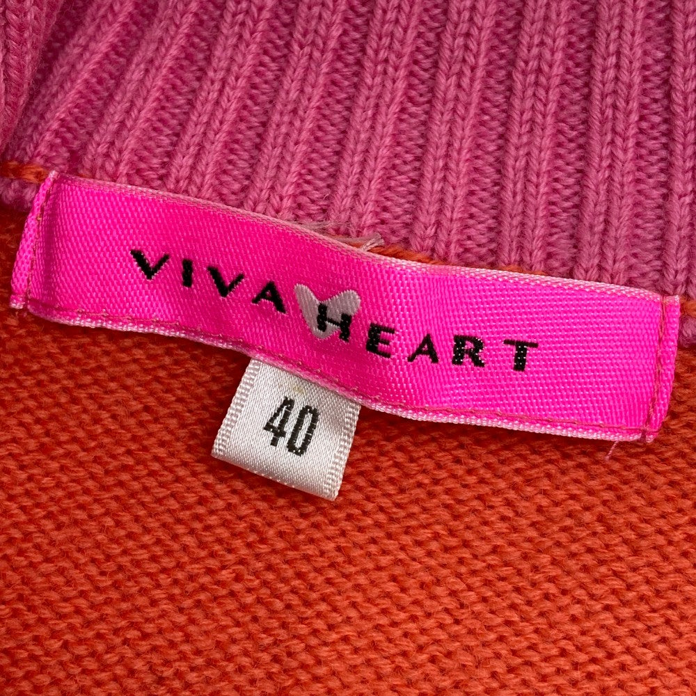 VIVA HEART ビバハート  切替 長袖ニットジャケット  オレンジ系 40