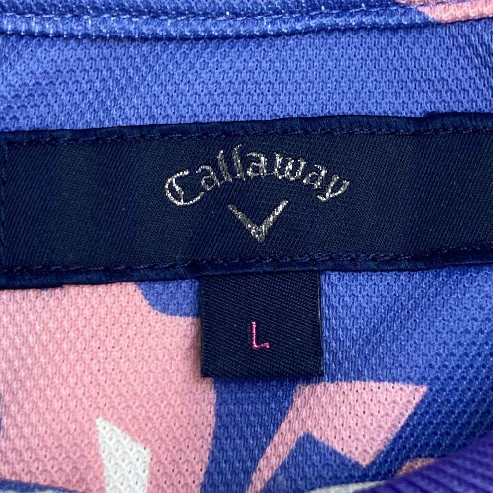 CALLAWAY キャロウェイ  ハーフジップ 半袖ポロシャツ 総柄 パープル系 L