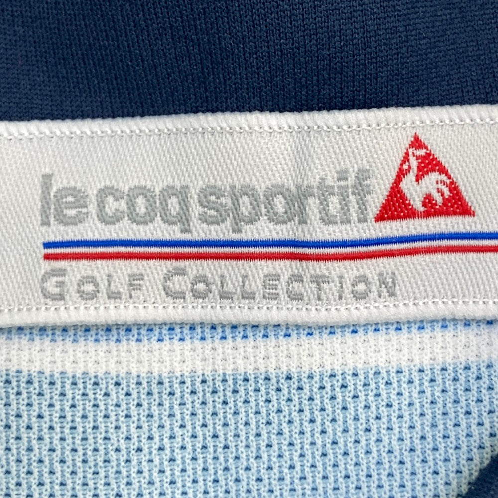 LE COQ GOLF 르꼬끄 골프 ; 반팔 폴로셔츠 로고×스트라이프 패턴 네이비 계열 M
