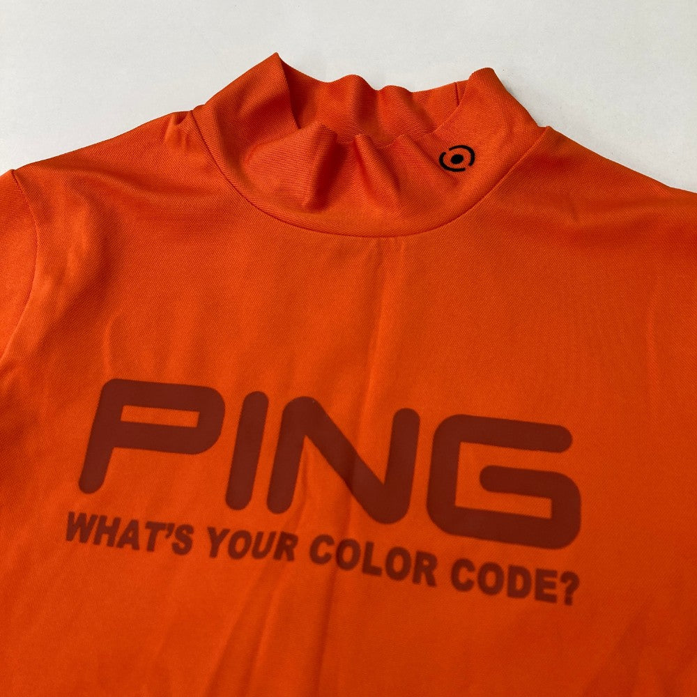 PING ピン 2022年モデル ハイネック 半袖Tシャツ  オレンジ系 M