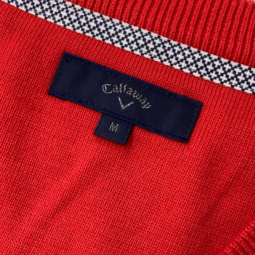 CALLAWAY キャロウェイ  ウール混 長袖ニットセーター 総柄 レッド系 M