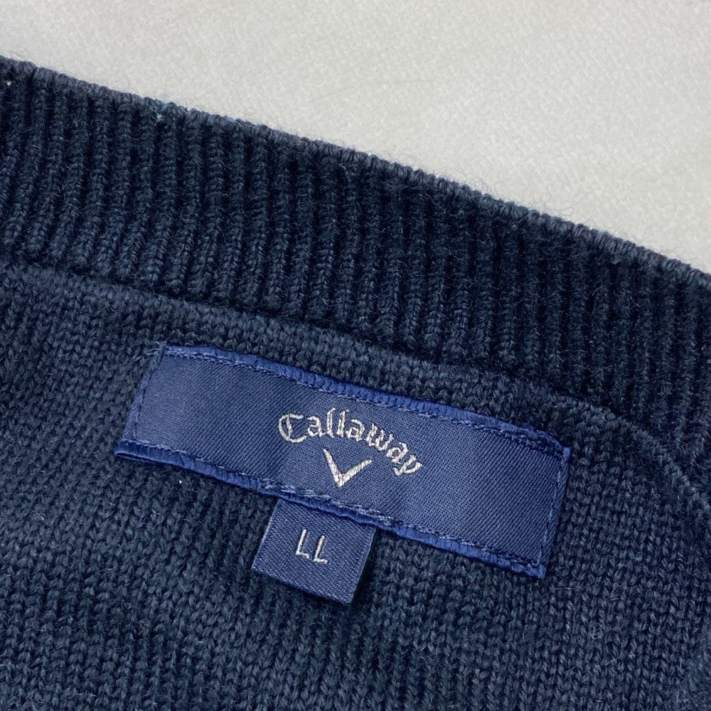 CALLAWAY 캐롤웨이 울 혼방 니트 스웨터 스트라이프 패턴 블루 계열 LL