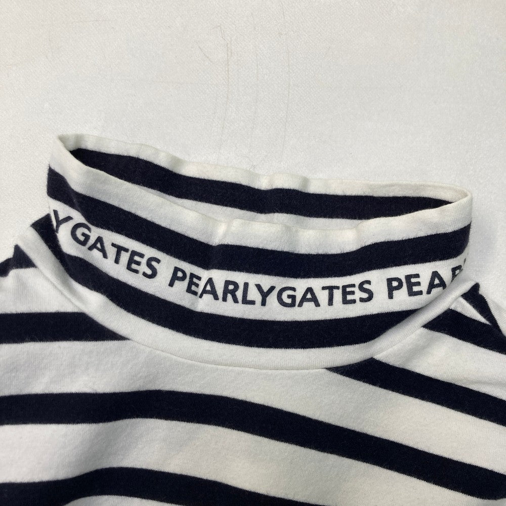 PEARLY GATES パーリーゲイツ  モックネック 長袖Tシャツ ボーダー柄 ホワイト系 0