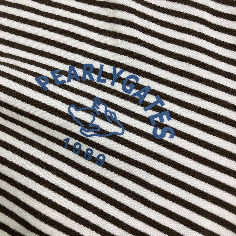 PEARLY GATES パーリーゲイツ  ハイネック 長袖Tシャツ ボーダー柄 ブラウン系 0