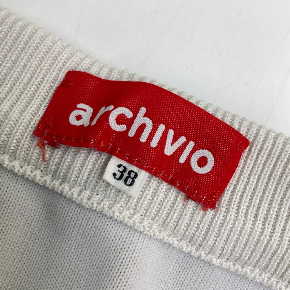 ARCHIVIO アルチビオ  ニットスカート 裾プリーツ切替 ボーダー柄 ホワイト系 38