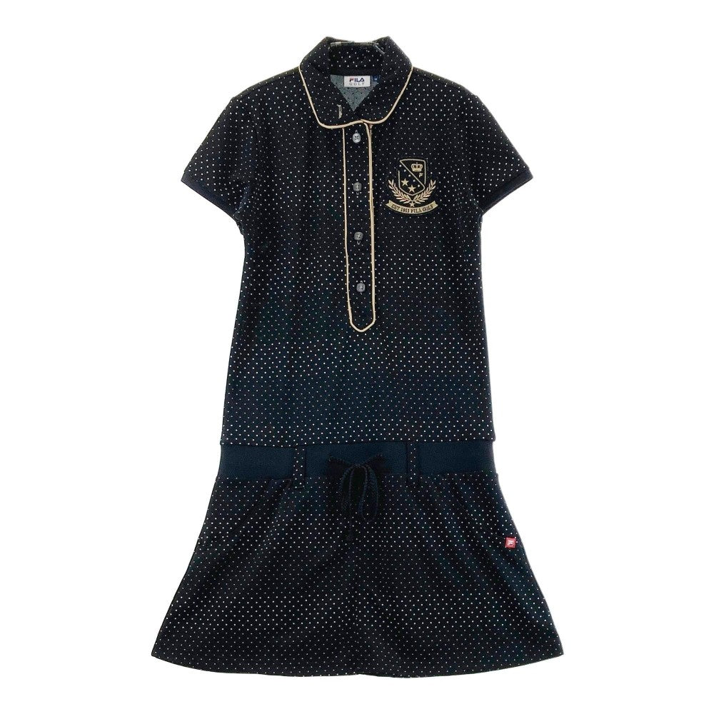 FILA GOLF フィラゴルフ  半袖ポロワンピース ドット柄 ブラック系 M