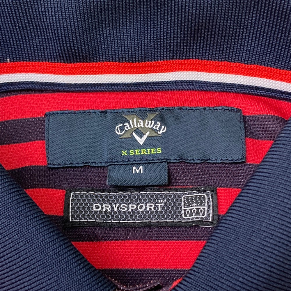 CALLAWAY キャロウェイ  半袖ポロシャツ ボーダー柄 レッド系 M