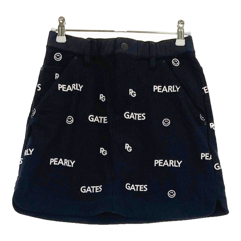 PEARLY GATES パーリーゲイツ  ストレッチスカート ニコちゃん ロゴ総柄 ネイビー系 0