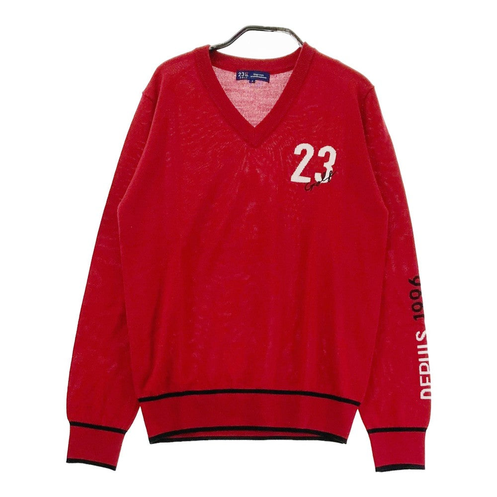 23区GOLF ニジュウサンクゴルフ  Vネック ニットセーター  レッド系 1
