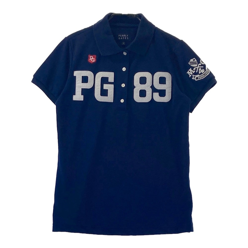 PEARLY GATES パーリーゲイツ  半袖ポロシャツ ワッペン  ネイビー系 0