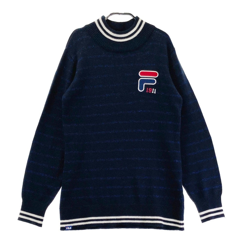 FILA GOLF 필라 골프 하이넥 니트 스웨터 스트라이프 패턴 네이비 계열 L